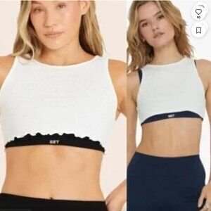 SET Active White and Black Sports Bra